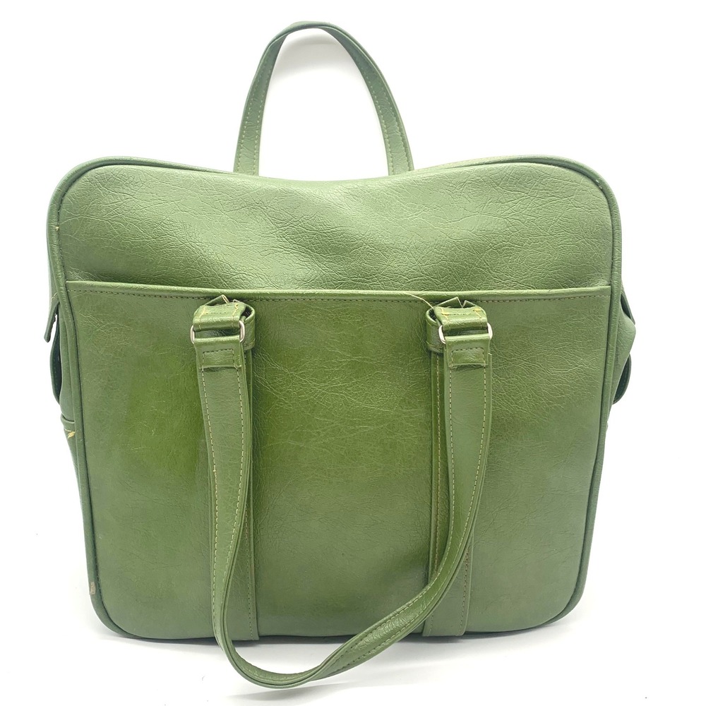 Samsonite Vintage Carry On Luggage Green Faux Leather Retro Mid Century Tote